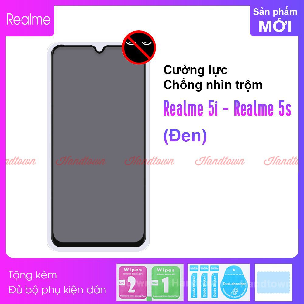 Kính cường lực Chống Nhìn Trộm 9H Dành Cho Realme 5i / Realme 5s Full Màn Hình Full Keo