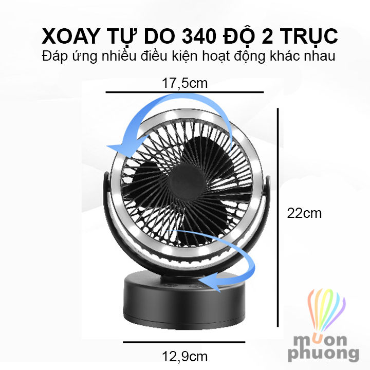 [FRSHP70K] Đèn quạt tích điện LED sạc pin dự phòng sử dụng văn phòng cắm trại dã ngoại - MUÔN PHƯƠNG SHOP