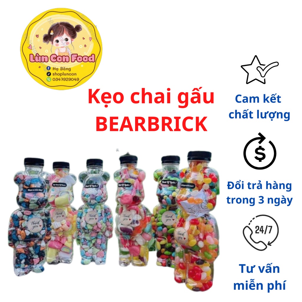 KẸO CHAI GẤU BEARBRICK ĐỦ VỊ KẸO TUỔI THƠ - Lùn Con Food