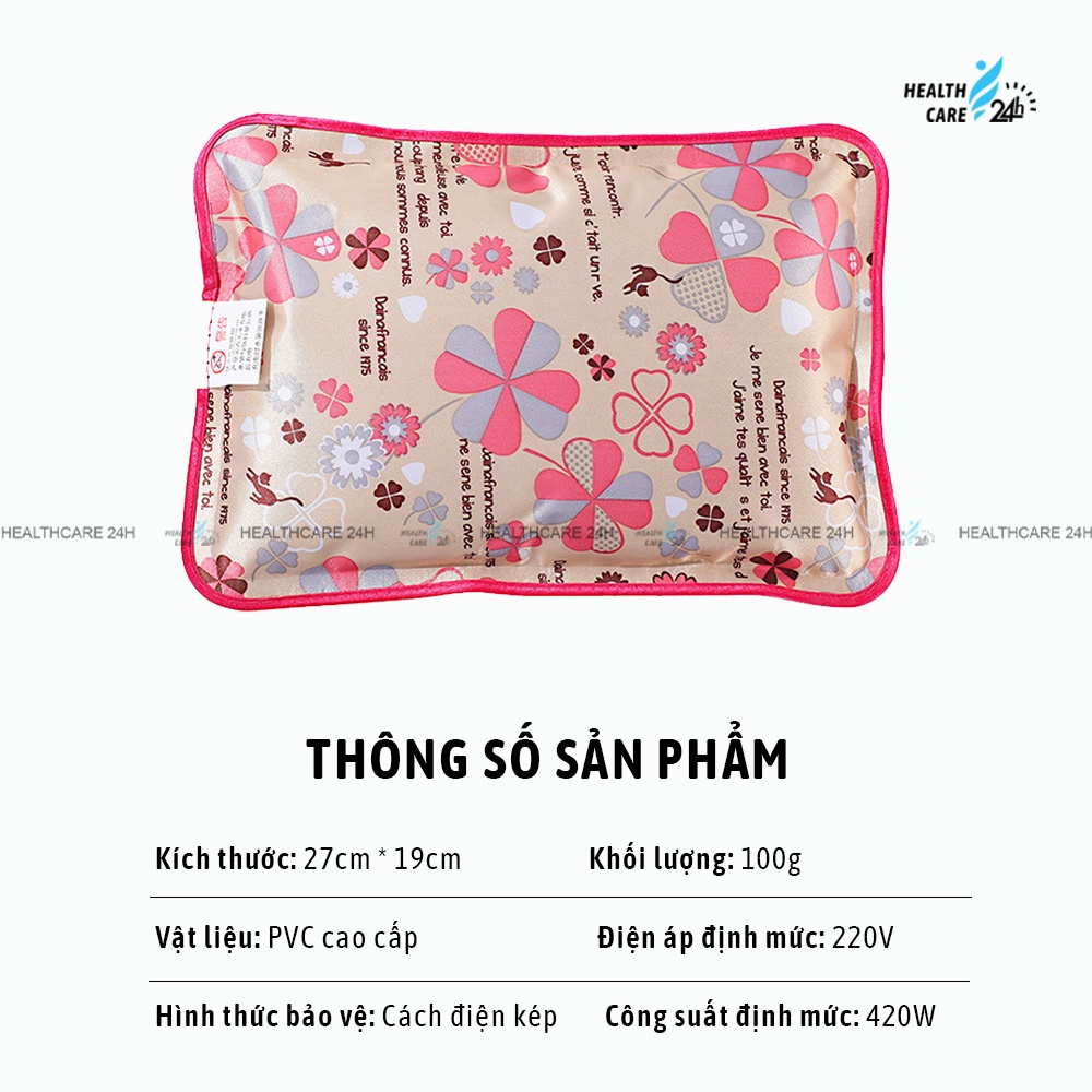 Túi chườm nóng sạc điện tự ngắt, Healthcare24h I006, túi sưởi giảm ê buốt, đau nhức chân tay, giảm đau bụng kinh