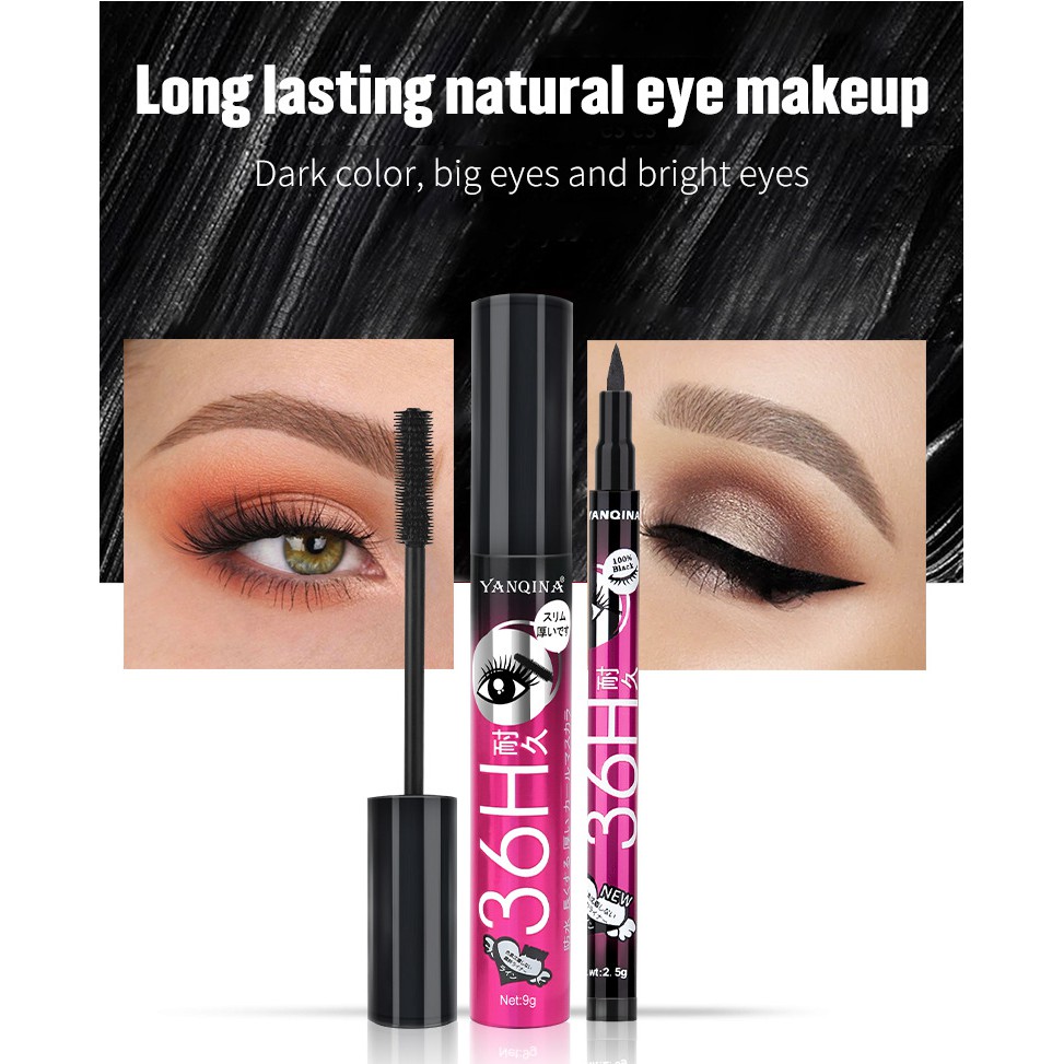 (Hàng Mới Về) Bút Kẻ Mắt Và Mascara Yanqina 36h Chống Thấm Nước Lâu Trôi Không Nhòe