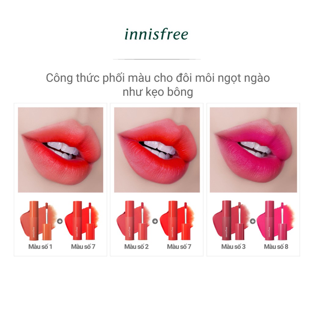 [Mã COSIF05 giảm 10% đơn 400K] Son kem lì lâu trôi innisfree Vivid Cotton Ink Blur 4g