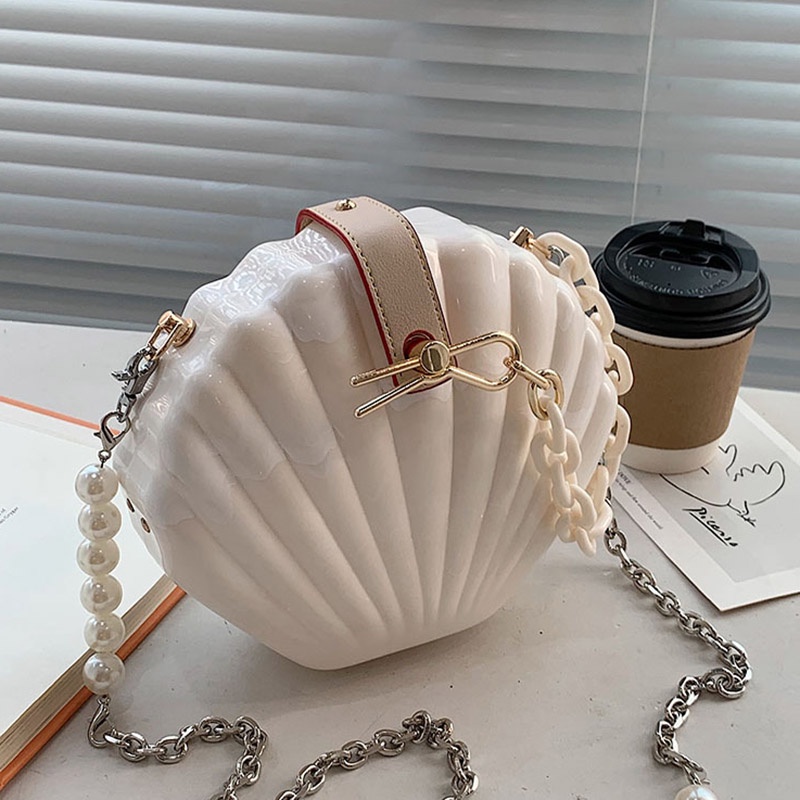 IELGY Túi Đeo Chéo Hình Vỏ Sò Bằng Acrylic Phối Dây Xích Thời Trang Cho Nữ