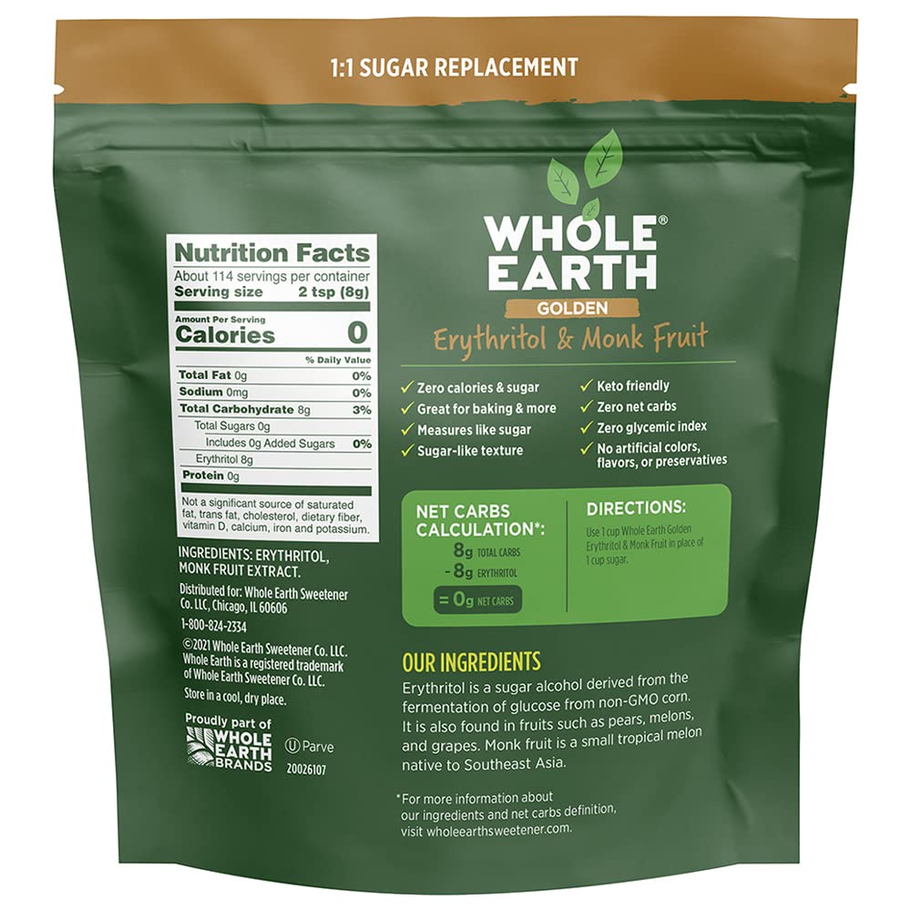 ĐƯỜNG VÀNG ĂN KIÊNG LA HÁN QUẢ Whole Earth Erythritol & Monk Fruit CHO NGƯỜI TIỂU ĐƯỜNG
