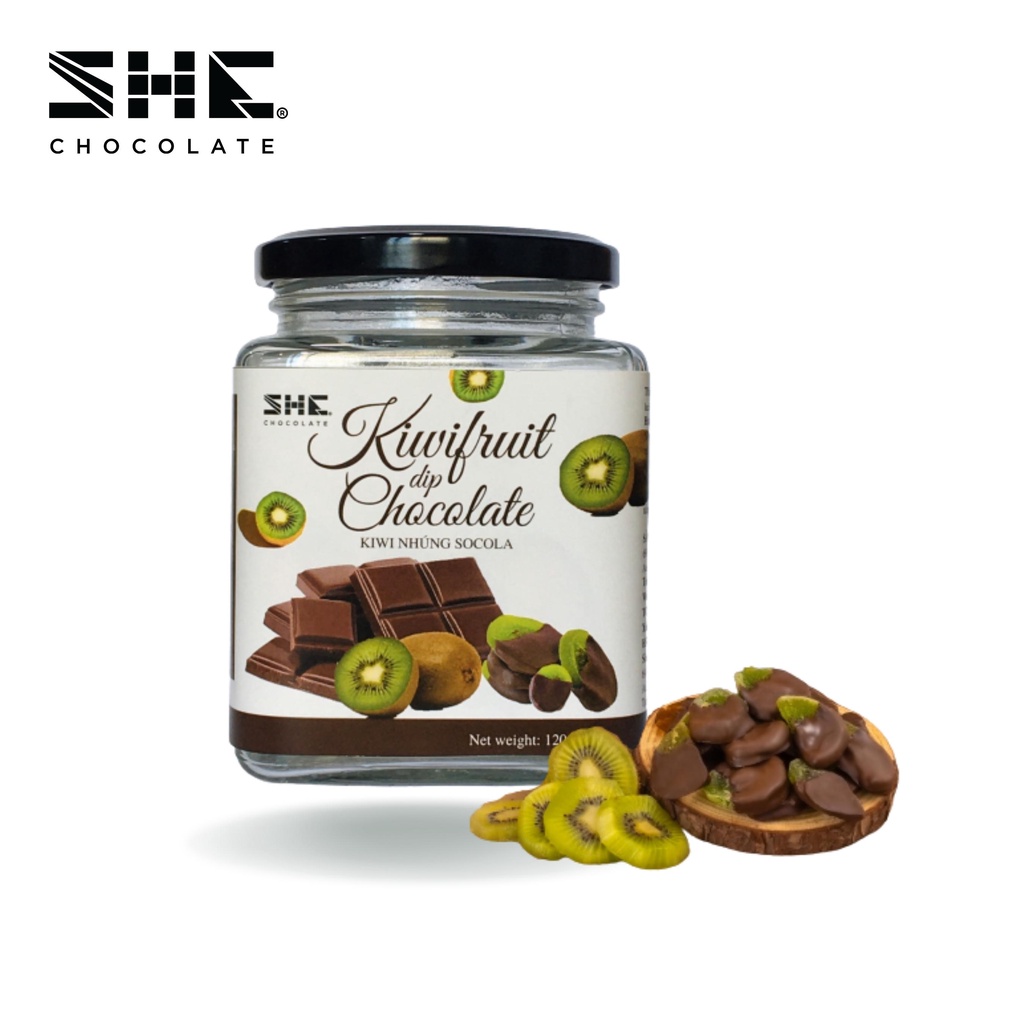 [Siêu ngon] Kiwi nhúng Socola - Hũ 120g - SHE Chocolate - Thơm ngon, hương vị kết hợp mới lạ. Đặc biệt dùng làm quà tặng