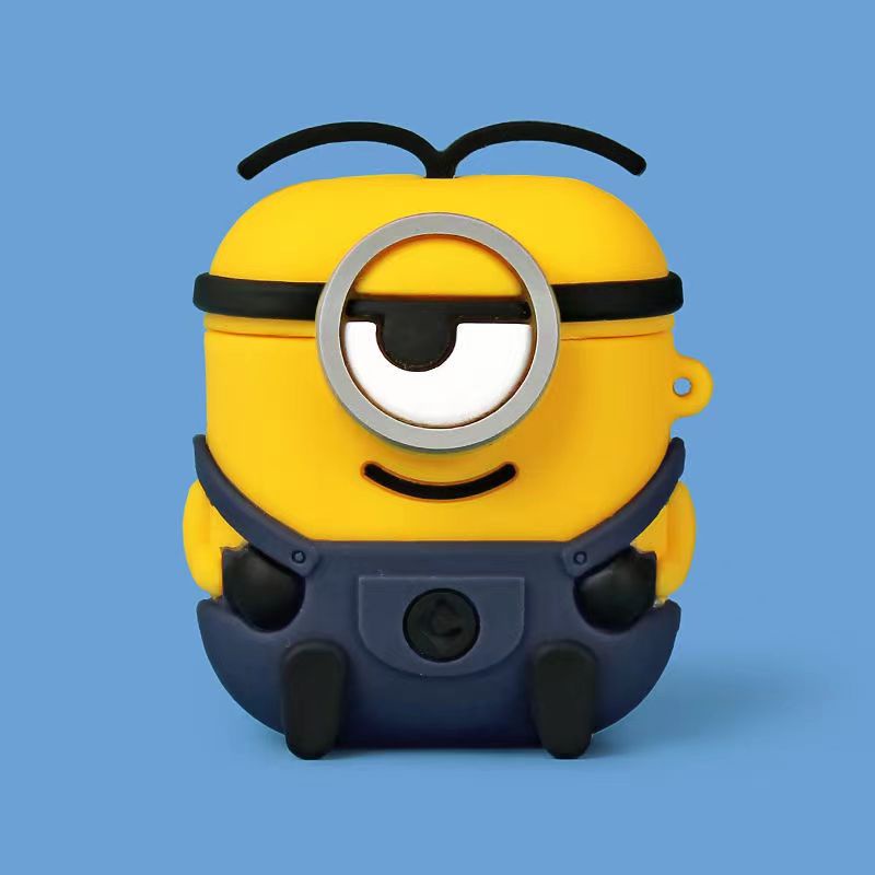 Vỏ Bảo Vệ Hộp Sạc Tai Nghe Airpods 3/1/2 pro bluetooth Không Dây Chất Liệu Silicon Mềm Hình Minions 3D