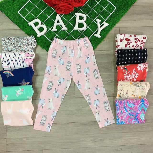 HOT [HOT SALE] Combo 5 quần legging 100% cotton vải xuất dư cho bé 10 - 30kg BÉ XINH