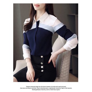 Áo Sơ Mi Lụa Phối Màu Đẹp MSNN1562