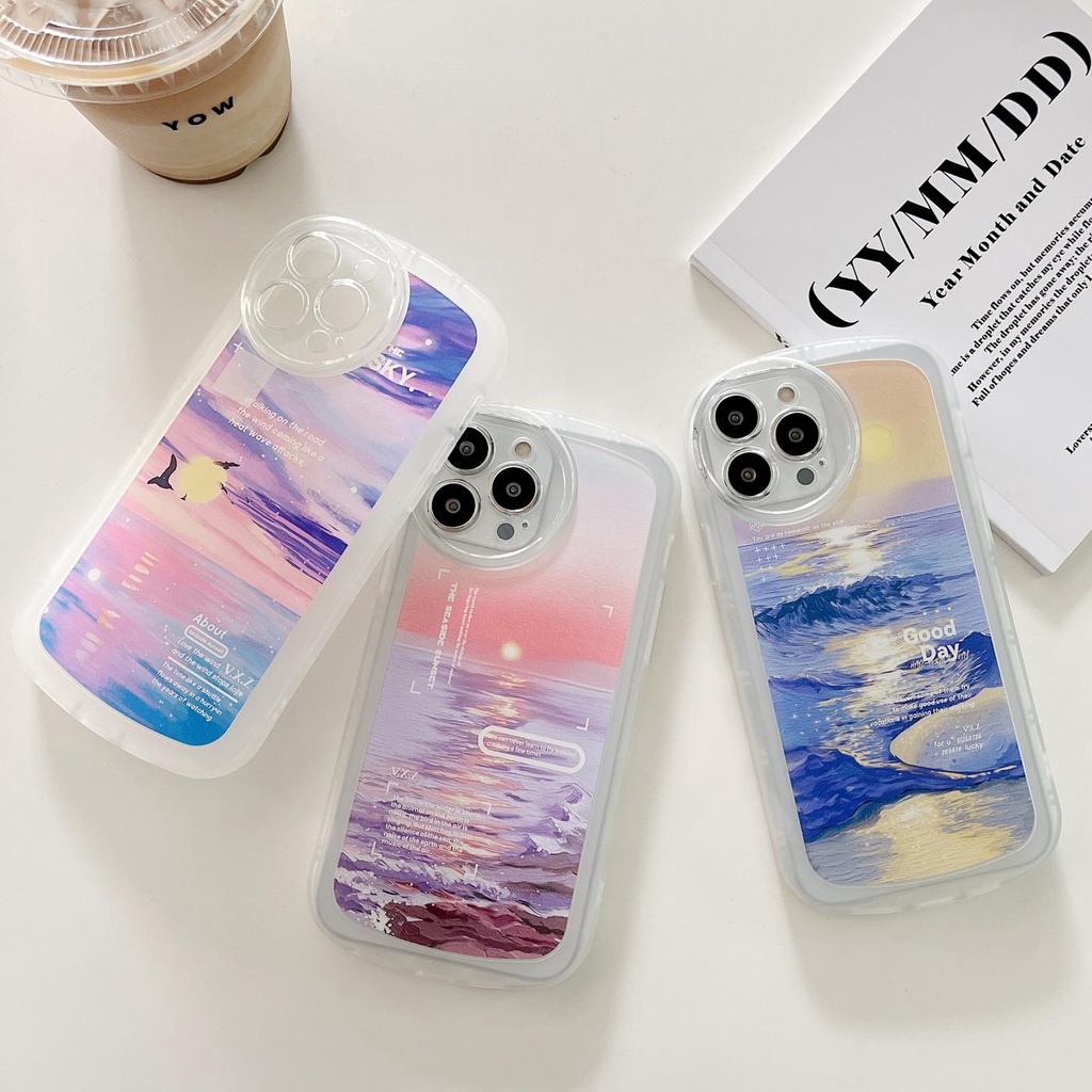 Ốp Điện Thoại Tpu Dẻo Trong Suốt Họa Tiết Mặt Trời Lặn / Hoàng Hôn Cho iPhone 13 12 mini 11 Pro xs max xr 7 / 8plus