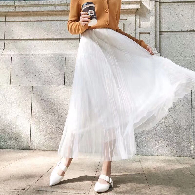 HOT TREND Chân Váy Xếp Ly Dáng Dài Cute Điệu Đà