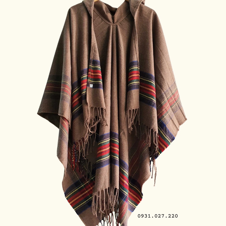 Áo choàng thời trang cho nữ phong cách thổ boho chất liệu dày đẹp, có mũ, không có tay, size 150*130cm nhiều mẫu Lemon