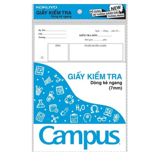 Giấy kiểm tra kẻ ngang B5 Campus - giấy kiểm tra cấp 2 / cấp 3