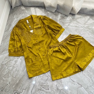 PYJAMA LỤA CỘC ĐÙI QUẢNG CHÂU VÀNG XINH