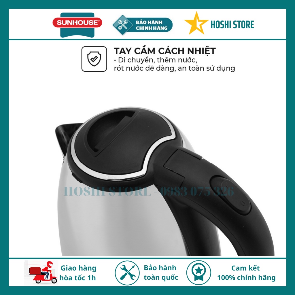 {GIÁ SỐC CHÍNH HÃNG BẢO HÀNH 12 THÁNG} Ấm Siêu Tốc Happy Time 1,8l, Bình Đun Siêu Tốc Inox Cách Nhiệt HTD1081/1088