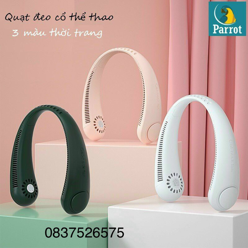 Quạt mini đeo cổ không cánh - Biên độ thổi rộng 360 độ, quạt tính điện kết cấu dẫn gió dốc nghiêng tạo cảm giác mát mẻ