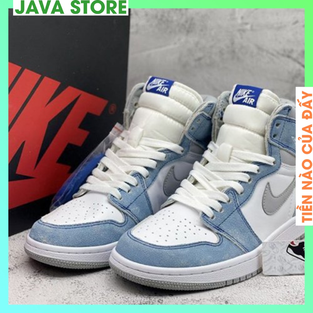 Giày Jordan Cổ Cao, Giày JD1 High Xanh Da Lộn Cổ Cao Thời Trang Full Box Bill