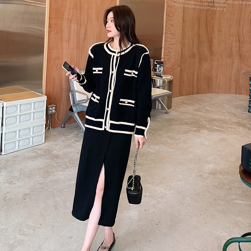 (Ảnh thật cuối) Áo khoác len cardigan đen tiểu thư viền be - Yannie | BigBuy360 - bigbuy360.vn