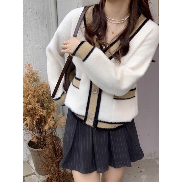 Áo cardigan digan len lông