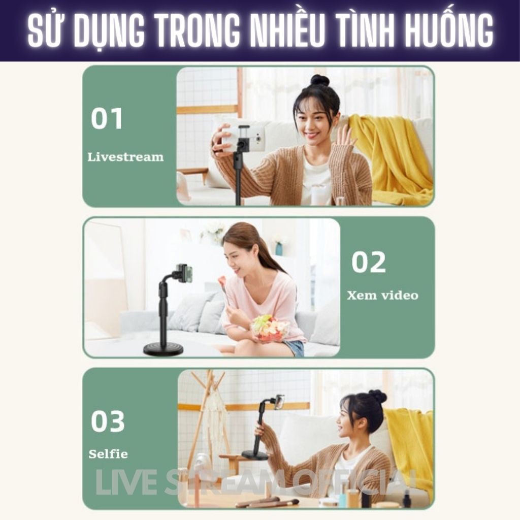 Giá đỡ điện thoại livestream để bàn xoay 360 điều chỉnh độ cao kẹp giữ chắc chắn chống rung lắc - Live Stream Official | BigBuy360 - bigbuy360.vn