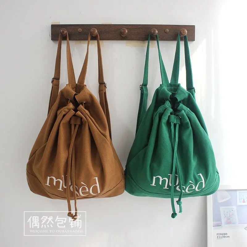 Ba Lô Canvas In Chữ Thời Trang Hàn Quốc