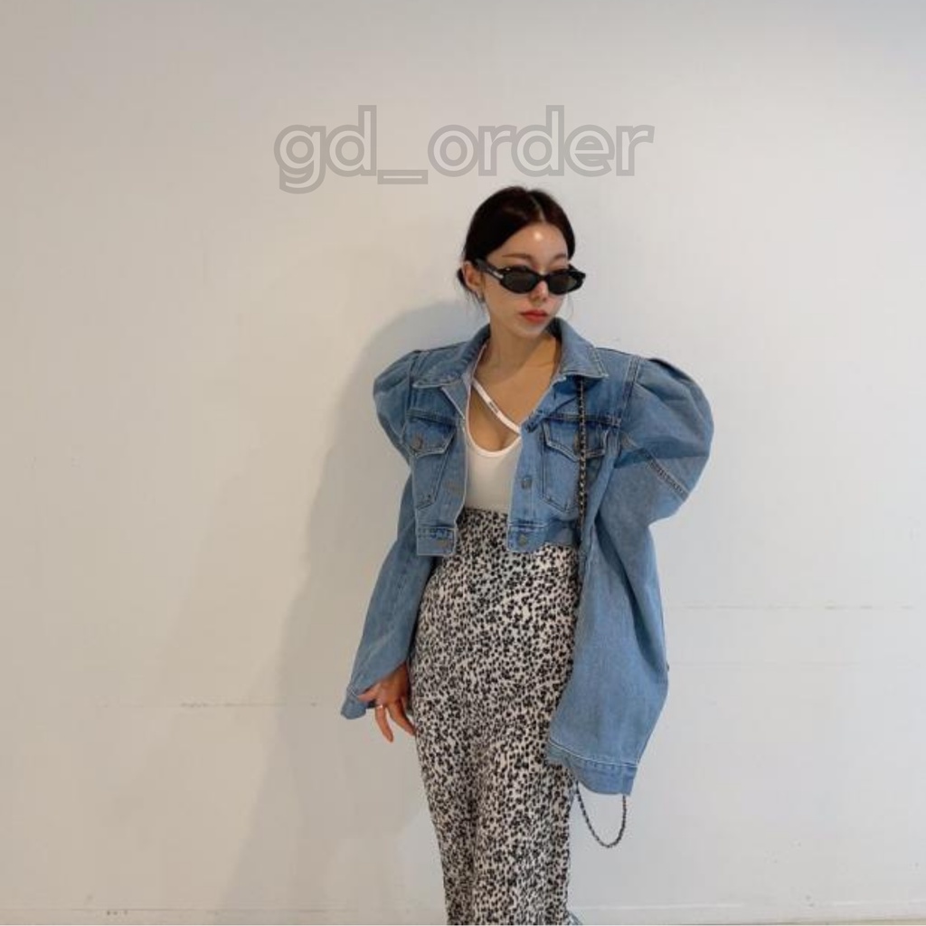 K40|Áo khoác jeans nữ dáng ngắn croptop cá tính màu xanh denim GD Official