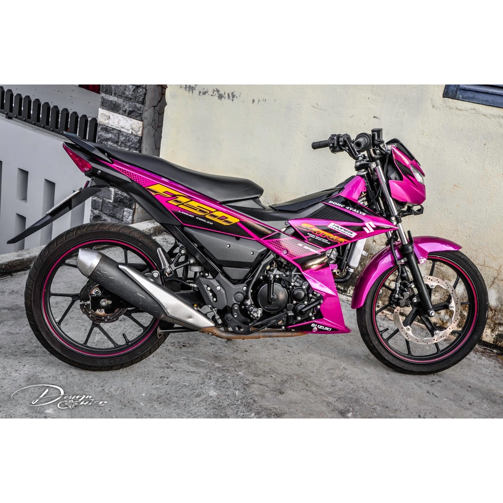 Tem Decal Rời Dán Xe Raider FI Mẫu Chữ Satria F150 Hồng Đen Vàng  Cực Chất, Hàng 3 Lớp Chất Lượng Cao