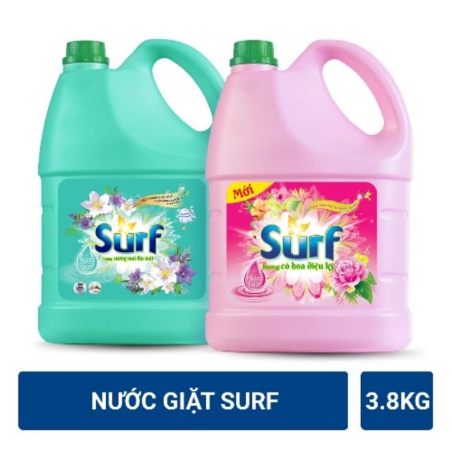 Nước giặt SURF túi 3,8kg., can 3,8kg. Túi có nút vặn 3,5kg