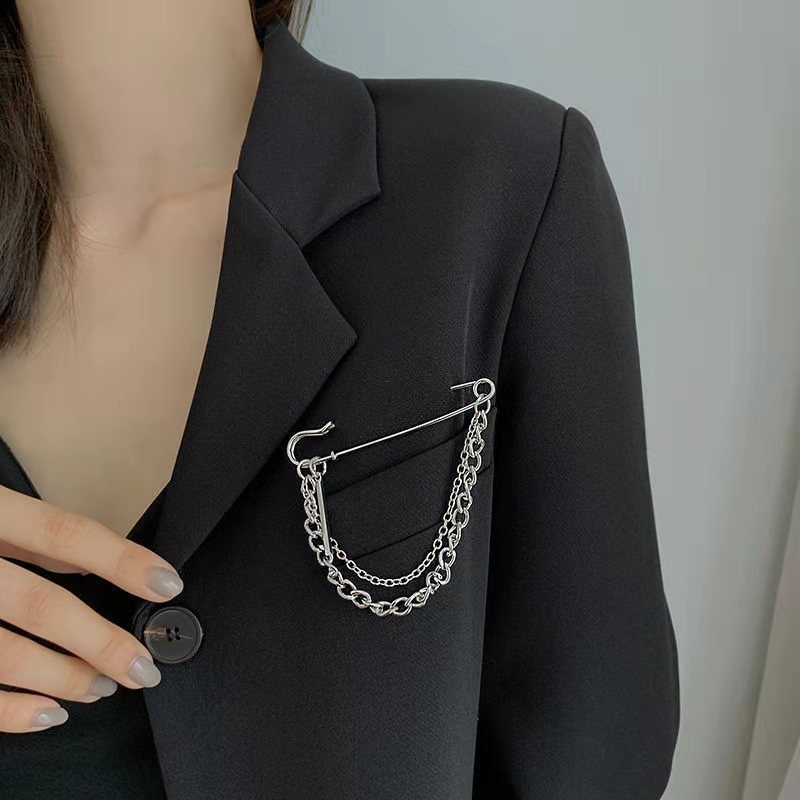 Ghim cài áo bản to xích rơi cá tính Ghim trang trí quần áo dành cho nam nữ