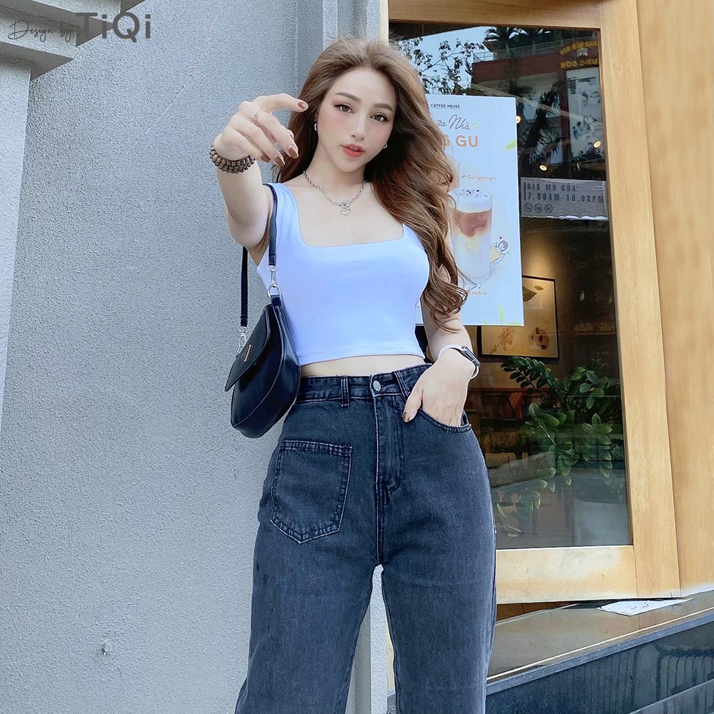 Quần Jean Baggy Nữ Lưng Cao Màu Xám Đen TiQi Jeans B1-126