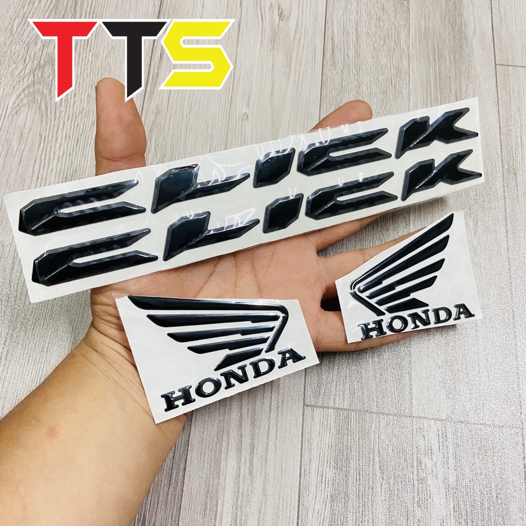 ( CLICK ĐEN ) Bộ tem chữ kèm logo cánh chim chất liệu nhựa dẻo mạ chrome sáng bóng