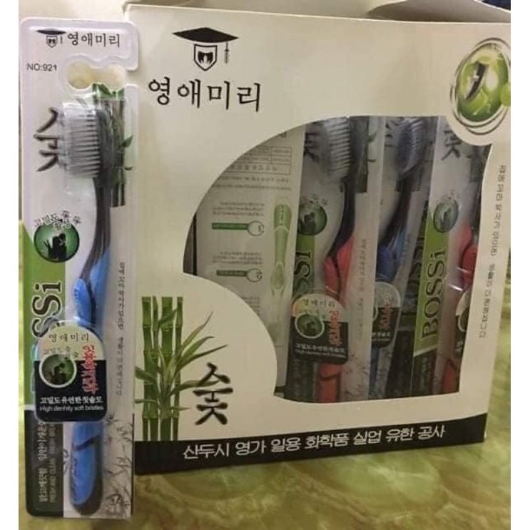 Hộp 30 bàn chải than tre hoạt tính Bossi Hàn Quốc siêu mềm mại dùng cho cả gia đình