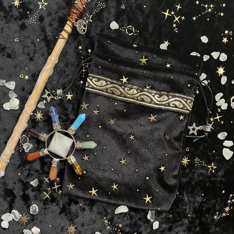 Túi Dây Rút Chất Liệu Nhung Satin Dùng Đựng Bài Tarot Tiện Dụng