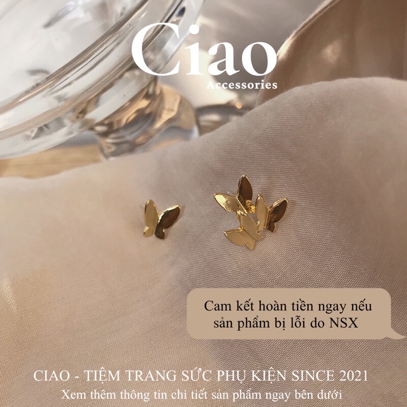 [HOẢ TỐC 1H] Khuyên tai/ Bông tai mạ bạc S925 thiết kế nữ tính xinh xắn Lindane Ciao