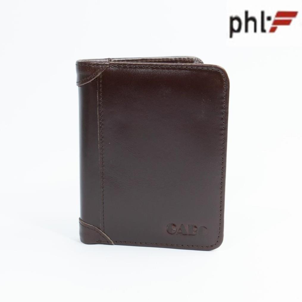 Ví nam da bò Pullup kiểu đứng hiệu HCM VN090 nâu