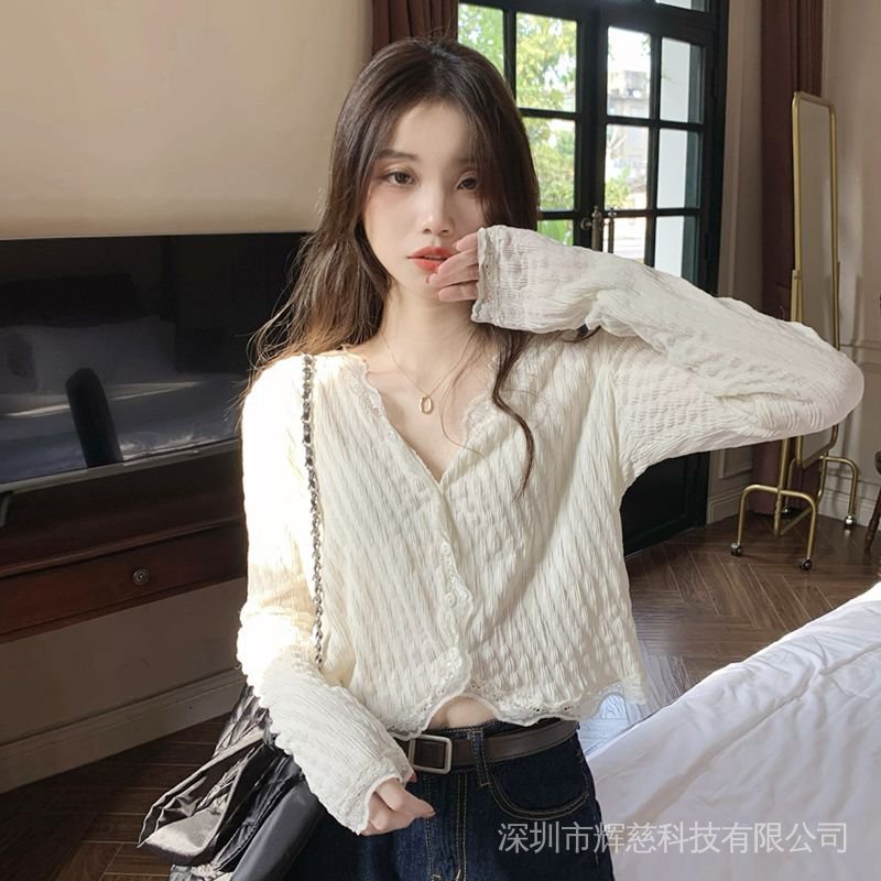 Áo Kiểu Tay Dài Cổ Chữ V Thời Trang Mùa Xuân 2022 Mới Cho Nữ