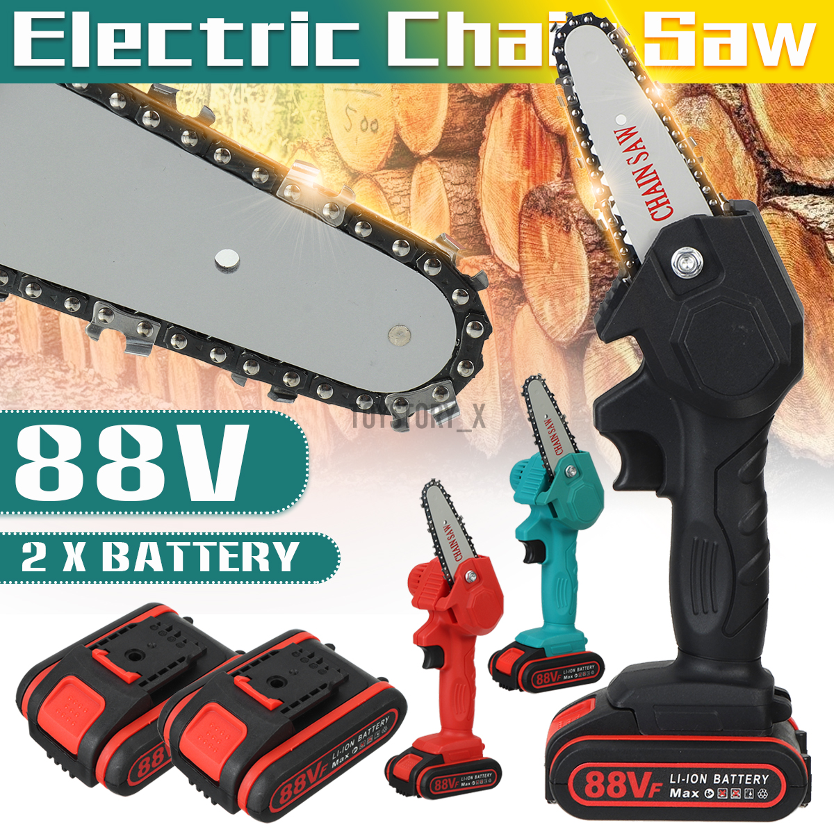 Máy cưa dây xích chạy bằng điện không dây 88v 1080w