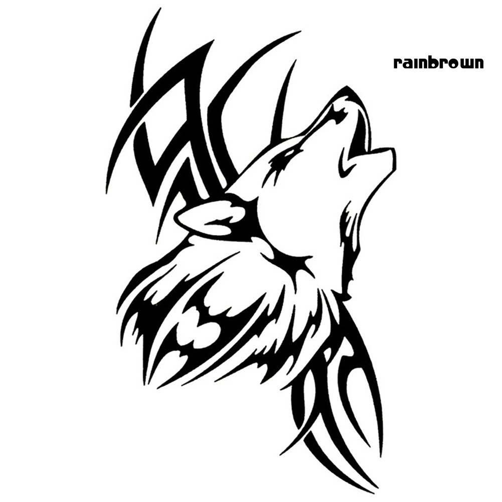 Đề can dán ô tô trang trí chống nước hình đầu sói cá tính độc đáo