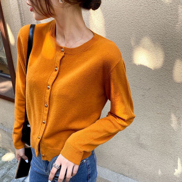 Áo cardigan dệt kim dáng ôm phong cách retro Hàn Quốc thời trang thu đông mới cho nữ
