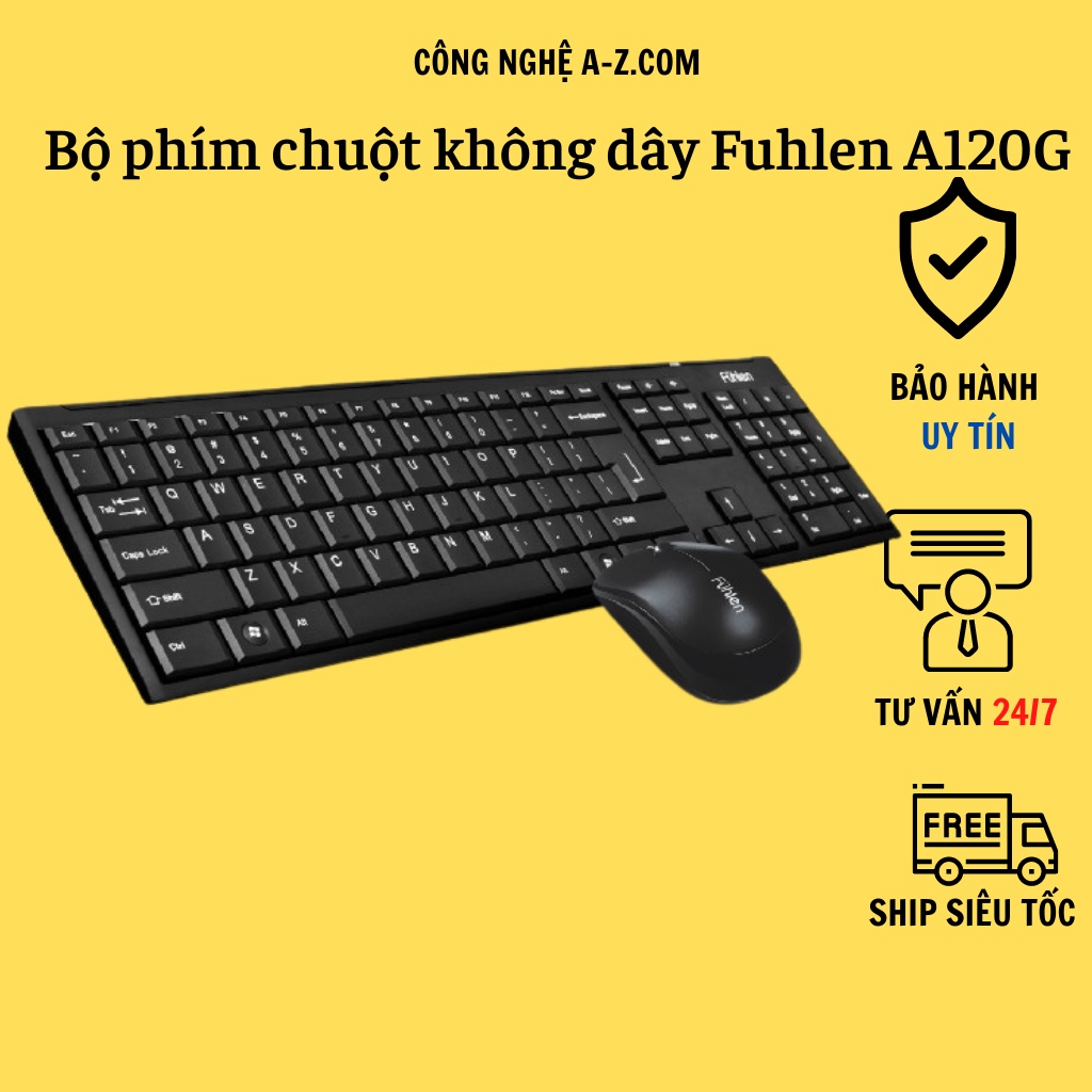 Bộ bàn phím chuột không dây Fuhlen A120G đã kèm pin, hàng bảo hành chính hãng
