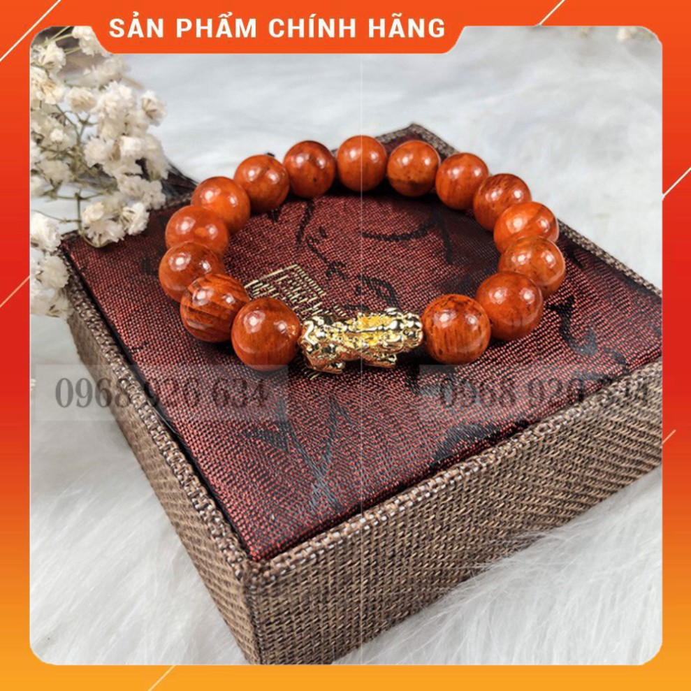 [SALE] Vòng tay gỗ huyết long 💖FREE SHIP💖 Vòng đeo tay tỳ hưu 12 li huyết rồng phong thủy - tài lộc - may mắn