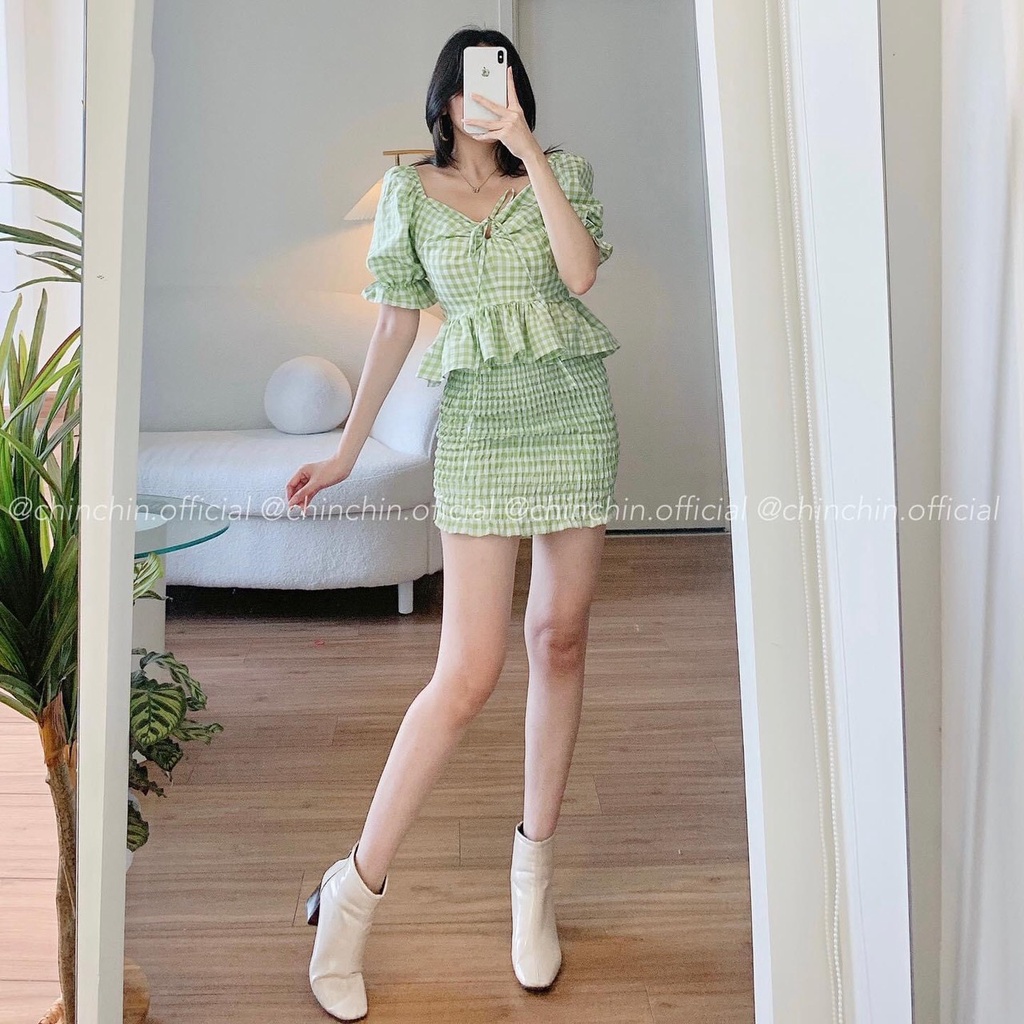 SET CARO XANH NHÚN CHỈ H3745