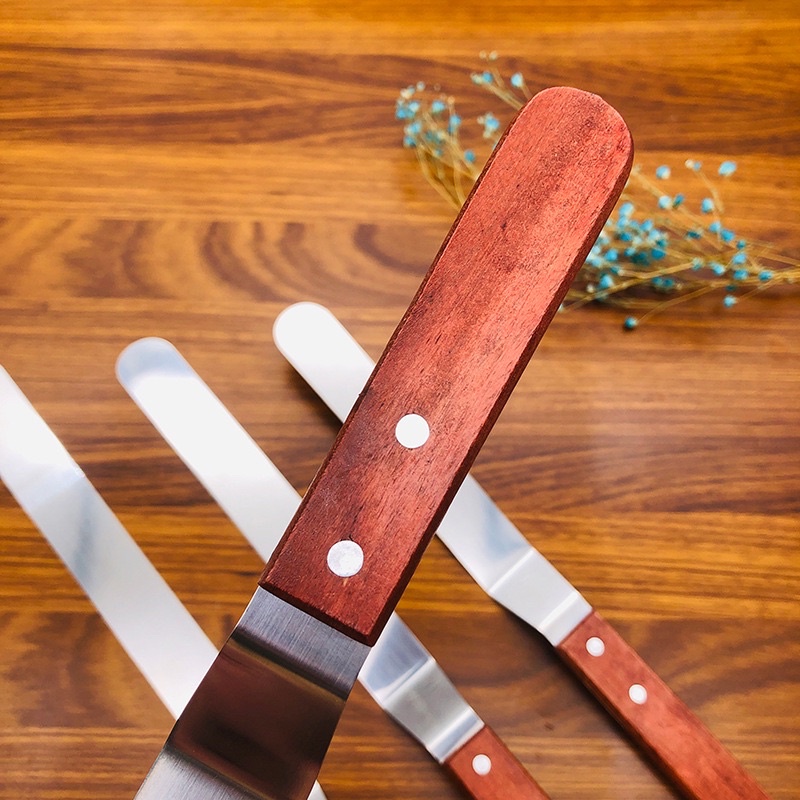 Dao chà láng bánh kem gấp khúc cán gỗ