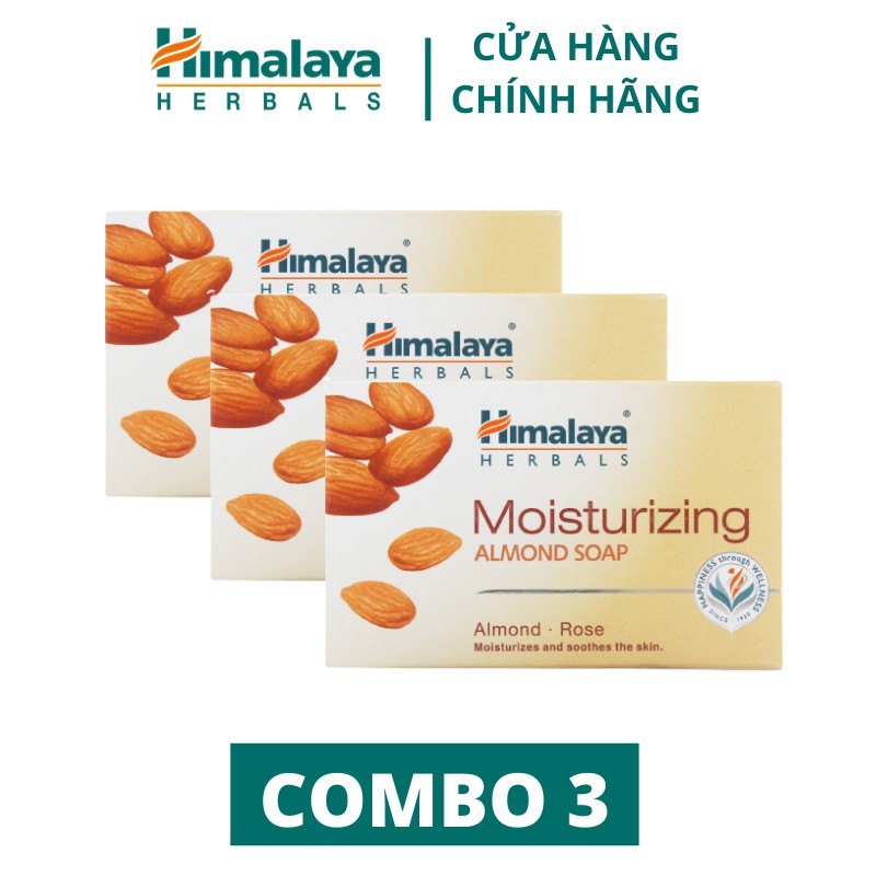 Combo 3 xà phòng hạnh nhân dưỡng ẩm, mềm mai làn da Himalaya Moisturizing Almond Soap 75g/sản phẩm