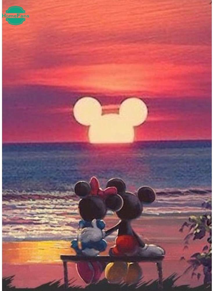 Bộ tranh đính đá 5D họa tiết bãi biển lãng mạn độc đáo DIY 30x40cm