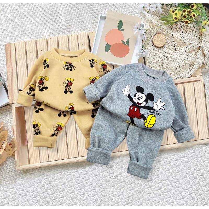 Bộ nỉ bông hình Micky cho bé trai, bé gái K092