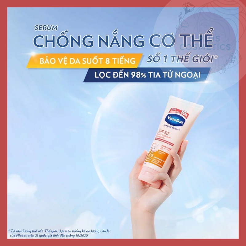 [Mẫu 2021] Sữa Dưỡng Thể Trắng Da Vaseline 50X &amp; 4X Healthy Bright 320ML - Thái Lan