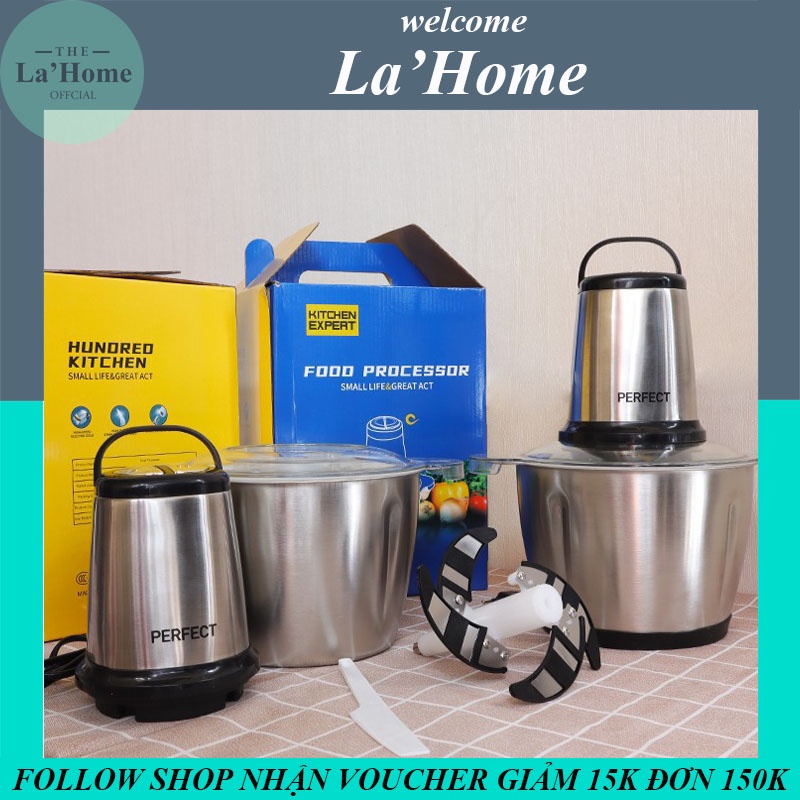 ✅BH 12 THÁNG✅ Máy xay thịt cối inox 304 La'Home đa năng, máy xay đa năng Kitchen Expert 4 lưỡi công suất 300W