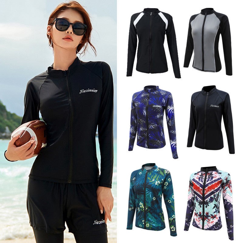 Bộ Đồ Bơi Hai Mảnh Tay Dài Có Khóa Kéo Thời Trang Dành Cho Nữ