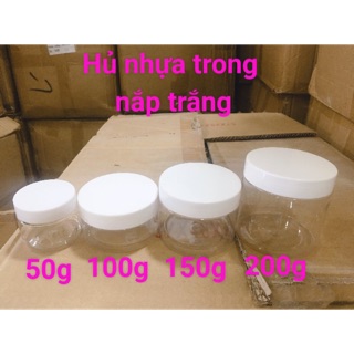 Combo 25 hũ nhựa trong nắp trắng 200g