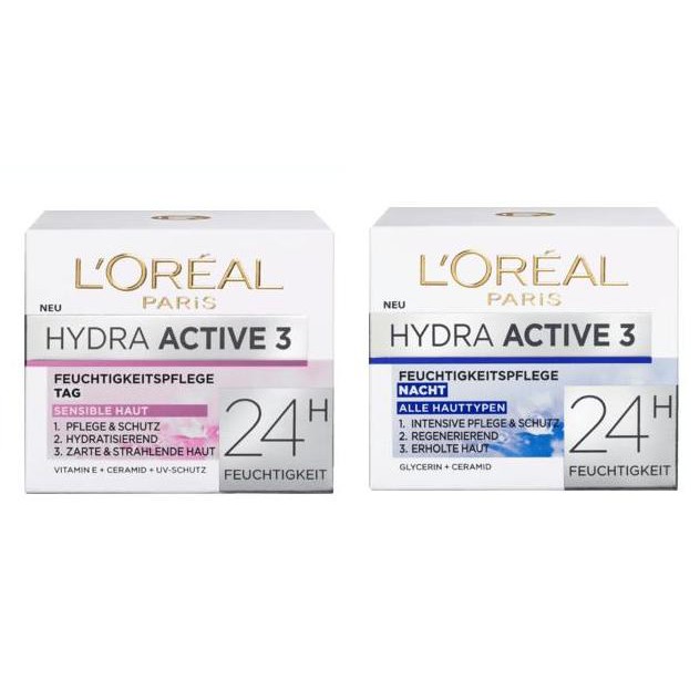Bộ kem dưỡng da 3 tác động Loreal Paris Hydra Active 3 24h
